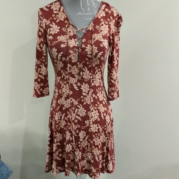 Forever 21 soft cross tie front long sleeve dress - Picture 1 of 3